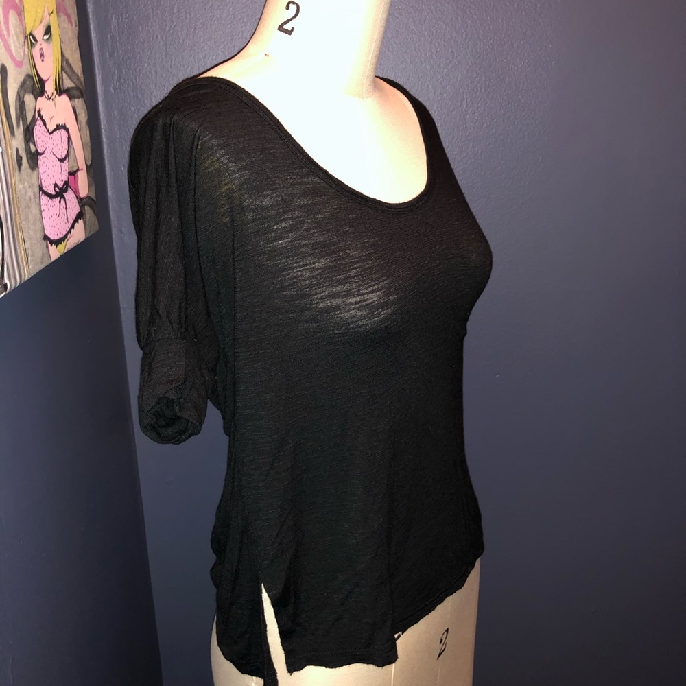 Pure Karma Black T-Shirt Side Slits Small